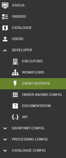 Event outputs menu