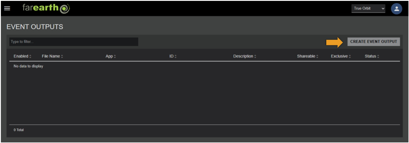 Create Event output button
