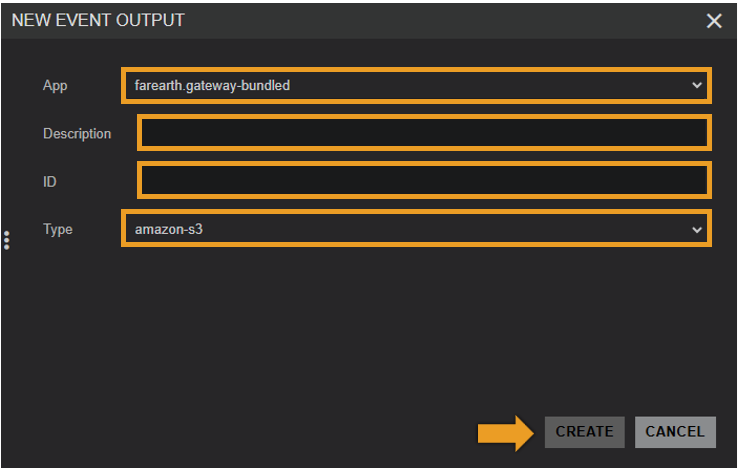 Create Event output button