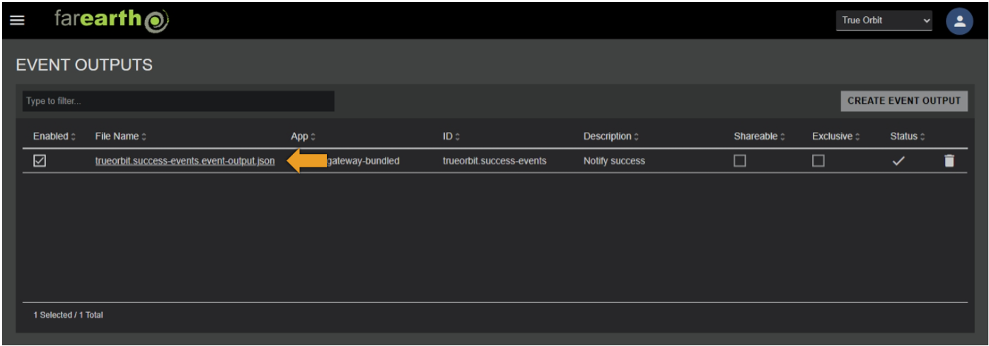 Click on filename to edit Event