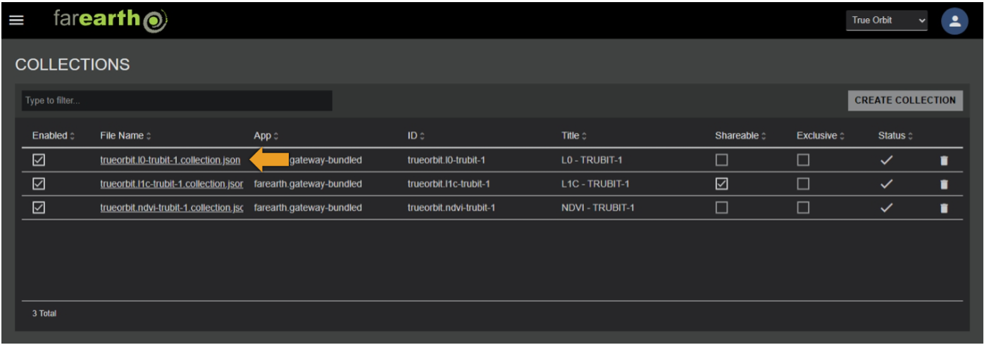 Click on filename to edit Collection