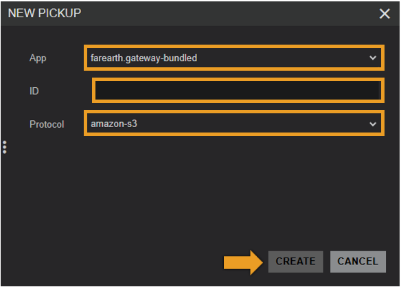 Create Pickup button
