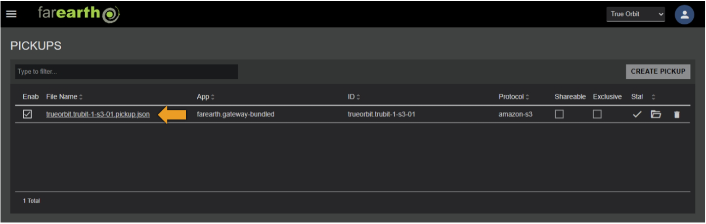 Click on filename to edit Pickup