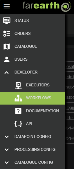 Workflows menu