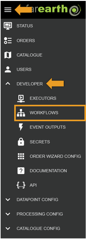Workflows menu