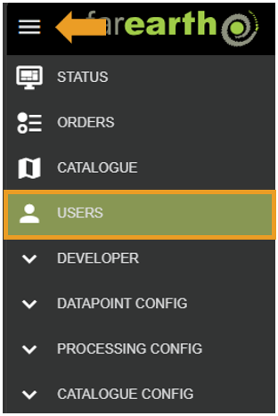 Image showing the USERS menu
