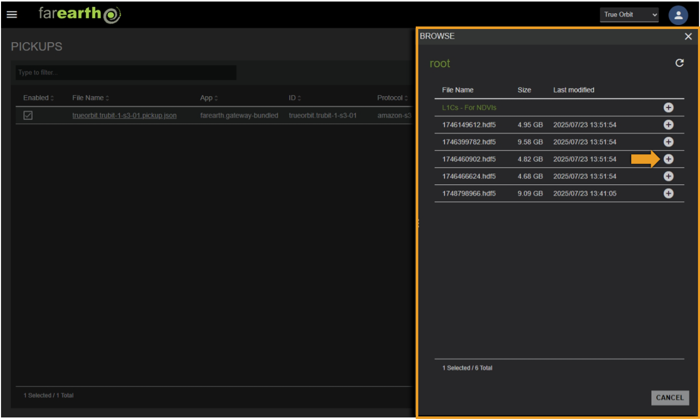 Image showing example of data items in pickup