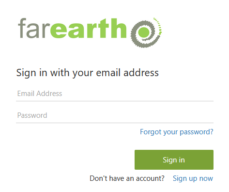 Image showing the FarEarth login page