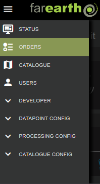 Image showing the navigation menu and Orders option