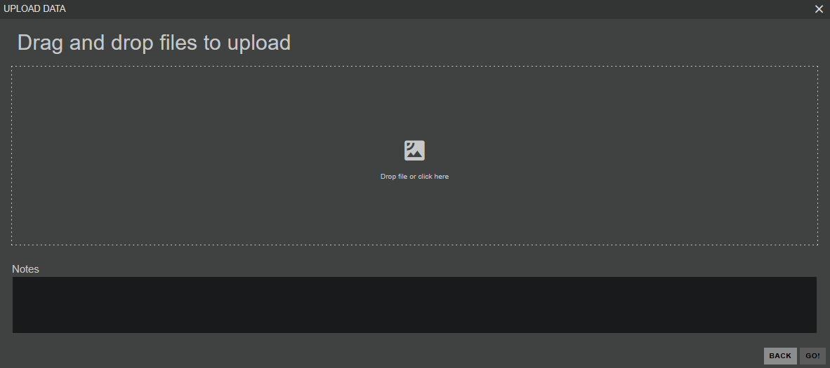 Image showing the file upload form with annotated steps