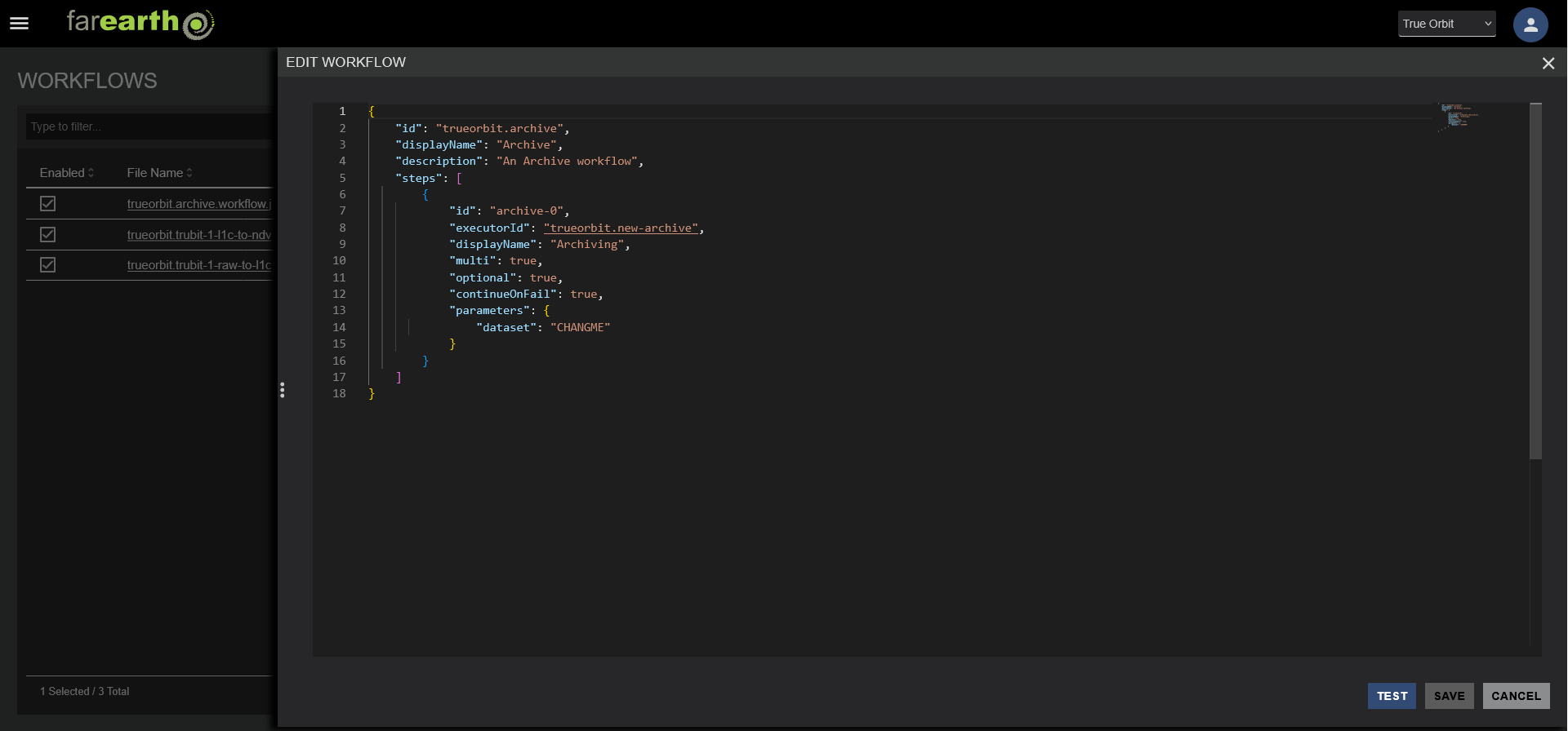 Image showing the Edit Workflow panel