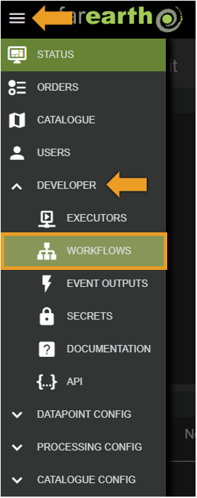Image showing where to click on Workflows