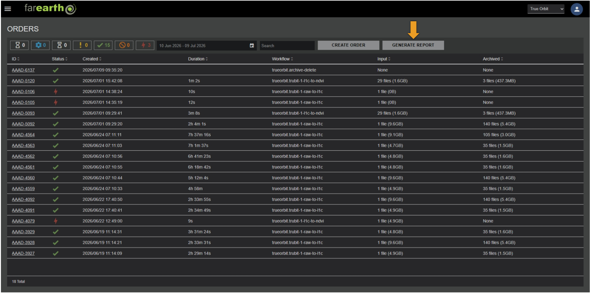 Image showing the Generate Report button